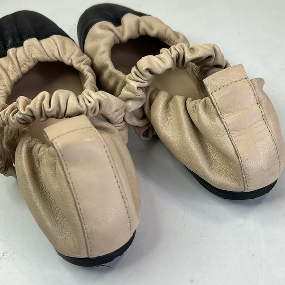 Free People Flats 6.5 foldable tan black Mary Jane cap toe leather - Picture 7 of 11